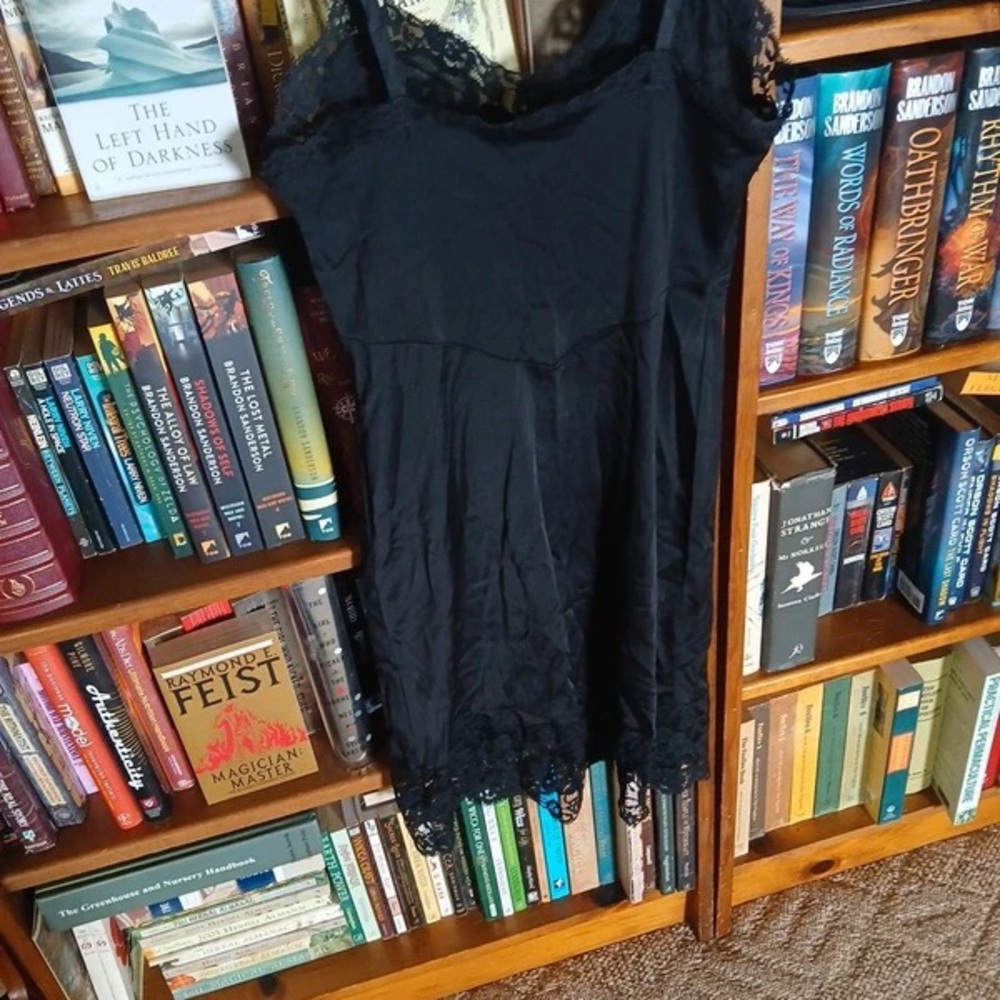Black Lace Trim Slip Dress - Picture 3 of 5